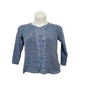 Talbots Women's Size Large Petite Blue Sweater with Front Twist And Zipper Sides